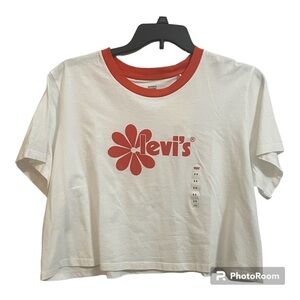 Levi’s White/Orange Logo Crop Top